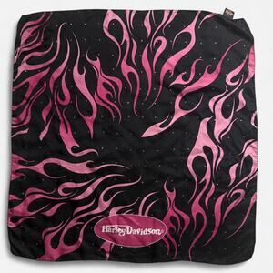 Vintage Harley Davidson & Ralph Martin silk pink flame rhinestone scarf bandana